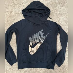 Nike Dark Hoodie with Metallic Logo